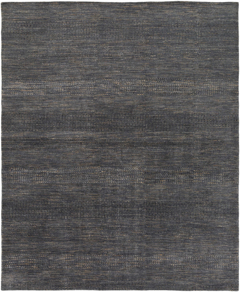 Ink Blue Hand Knotted 70% Wool, 30% Viscose Modern Rectangle Handmade rug, Indoor use only, no fringe, non-washable.