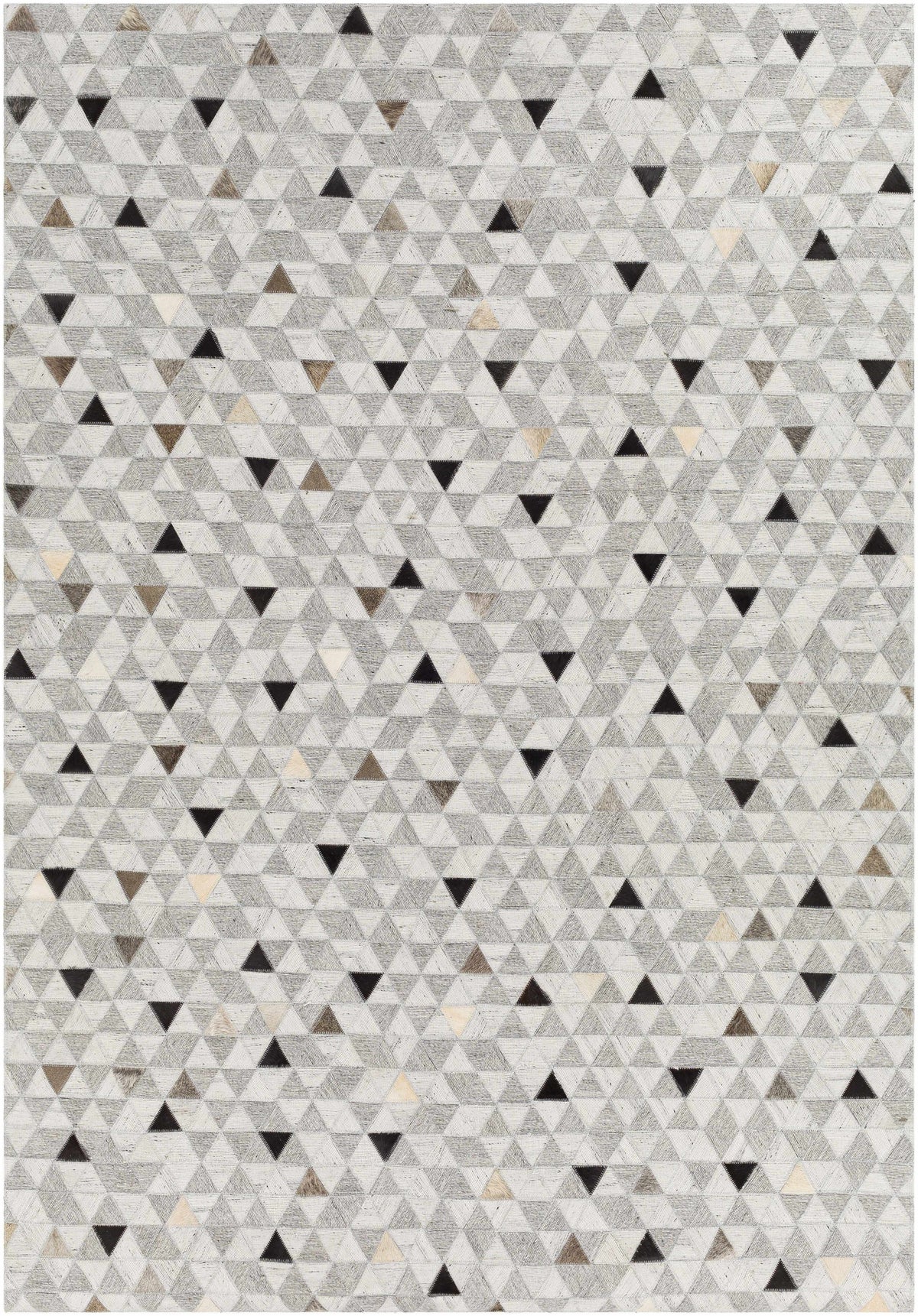 Gray Hand Crafted 65% Viscose, 35% Leather Modern Rectangle Handmade rug, Indoor use only, no fringe, non-washable.