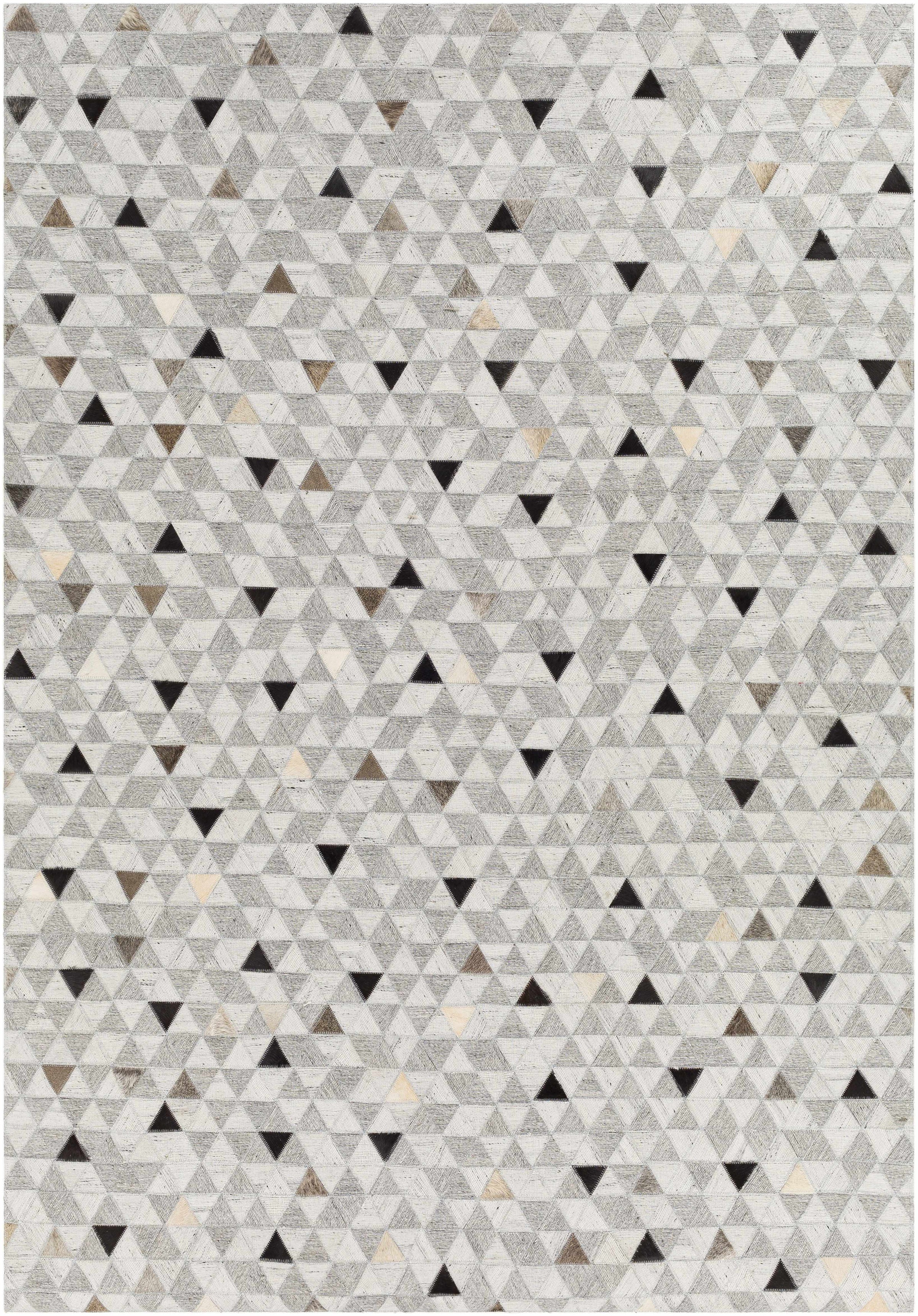 Gray Hand Crafted 65% Viscose, 35% Leather Modern Rectangle Handmade rug, Indoor use only, no fringe, non-washable.