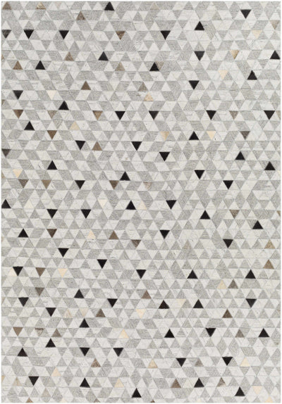 Gray Hand Crafted 65% Viscose, 35% Leather Modern Rectangle Handmade rug, Indoor use only, no fringe, non-washable.