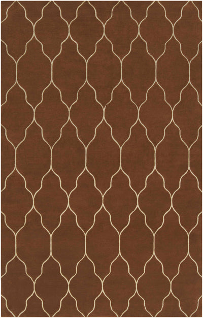 Brown Hand Knotted 100% Wool Modern Rectangle Handmade rug, Indoor use only, no fringe, non-washable.