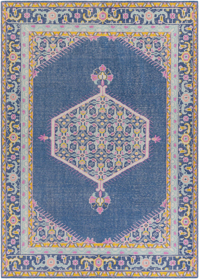 Dark Blue Hand Knotted 100% NZ Wool Traditional Rectangle Handmade rug, Indoor use only, no fringe, non-washable.