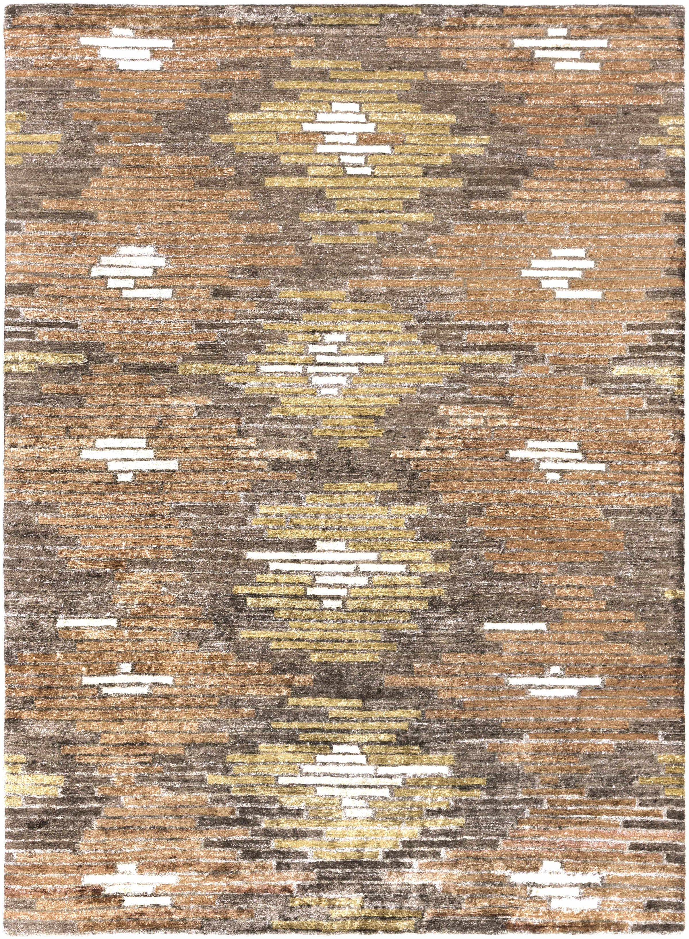 Rust Hand Knotted 100% Viscose Modern Rectangle Handmade rug, Indoor use only, no fringe, non-washable.