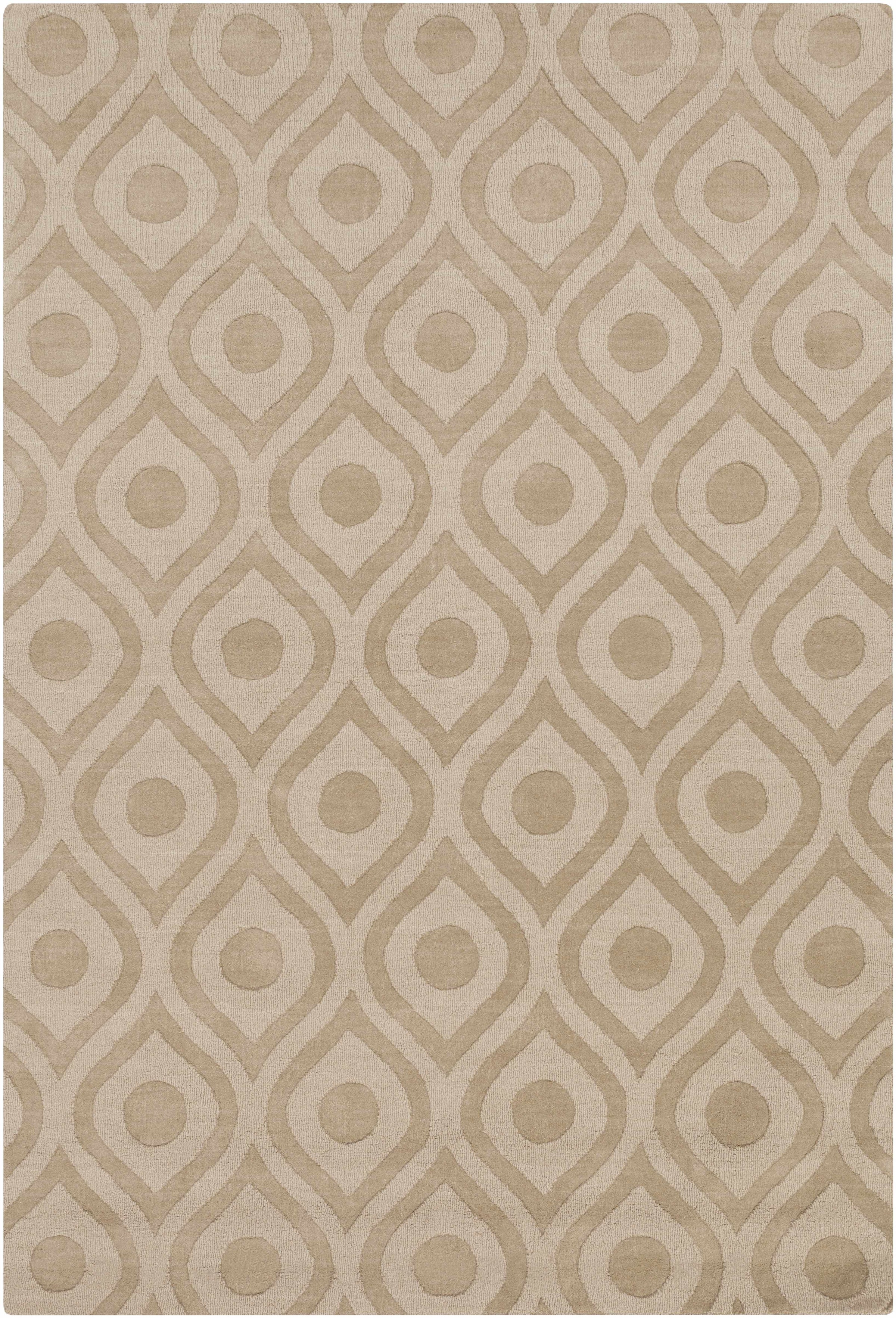 Tan Hand Loomed 100% Wool Modern Rectangle Handmade rug, Indoor use only, no fringe, non-washable. round, runner also available