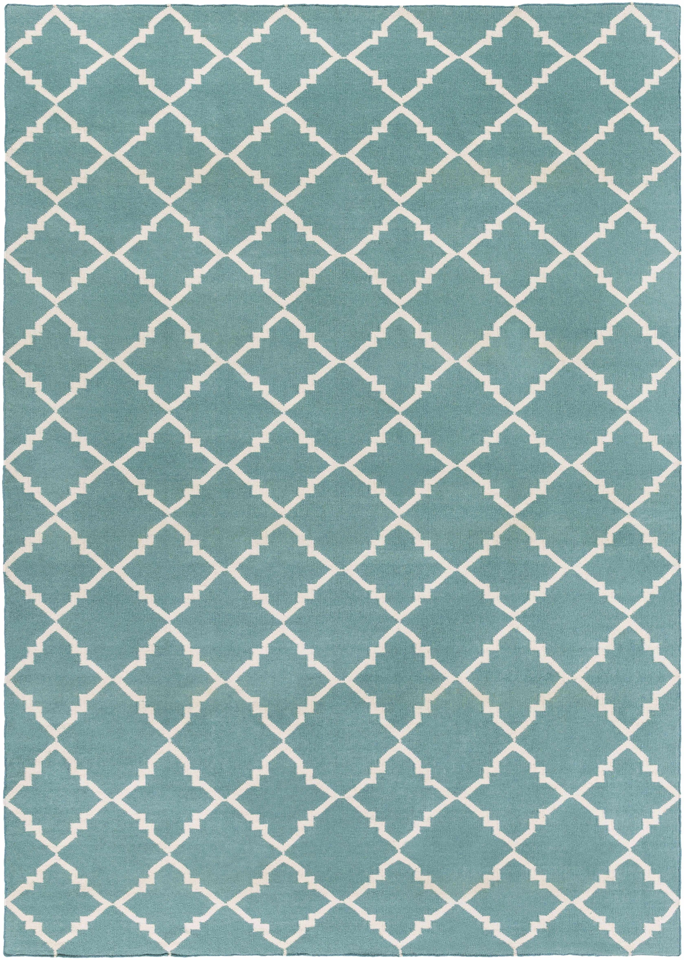 Seafoam Hand Woven 100% Wool Modern Rectangle Handmade rug, Indoor use only, no fringe, non-washable.