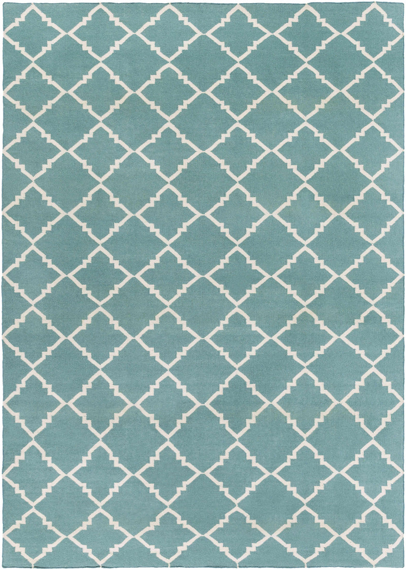 Seafoam Hand Woven 100% Wool Modern Rectangle Handmade rug, Indoor use only, no fringe, non-washable.