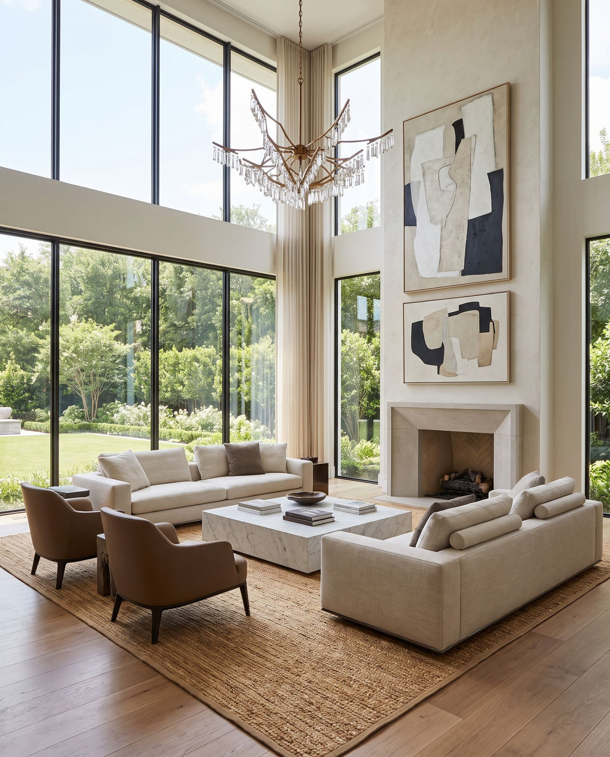 Aria IAA-1003 Hand Woven Rug as the centerpiece of a bright luxury living room — a hand woven cottage area rug in beige tones