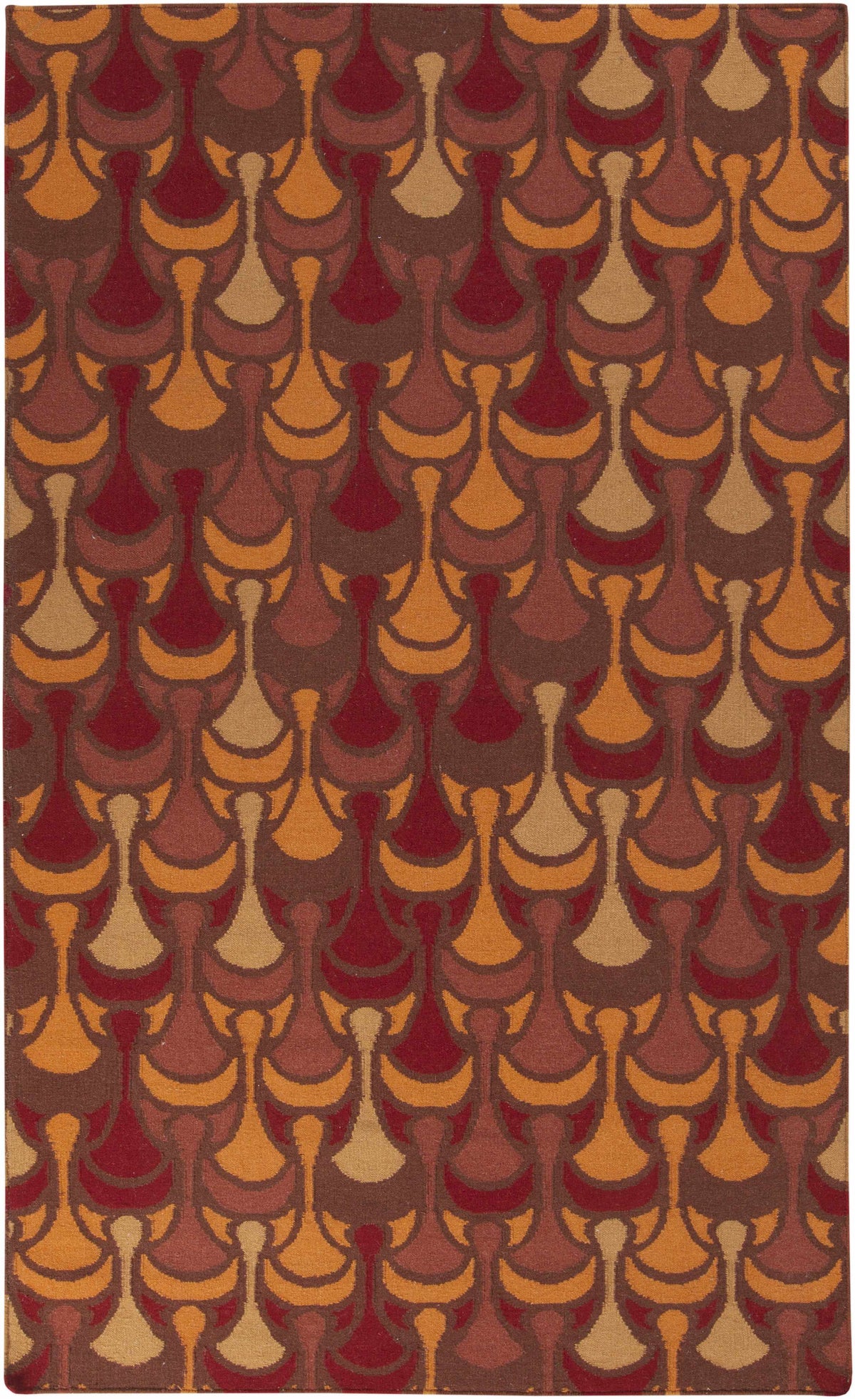 Red Hand Woven 100% Wool Modern Rectangle Handmade rug, Indoor use only, no fringe, non-washable.