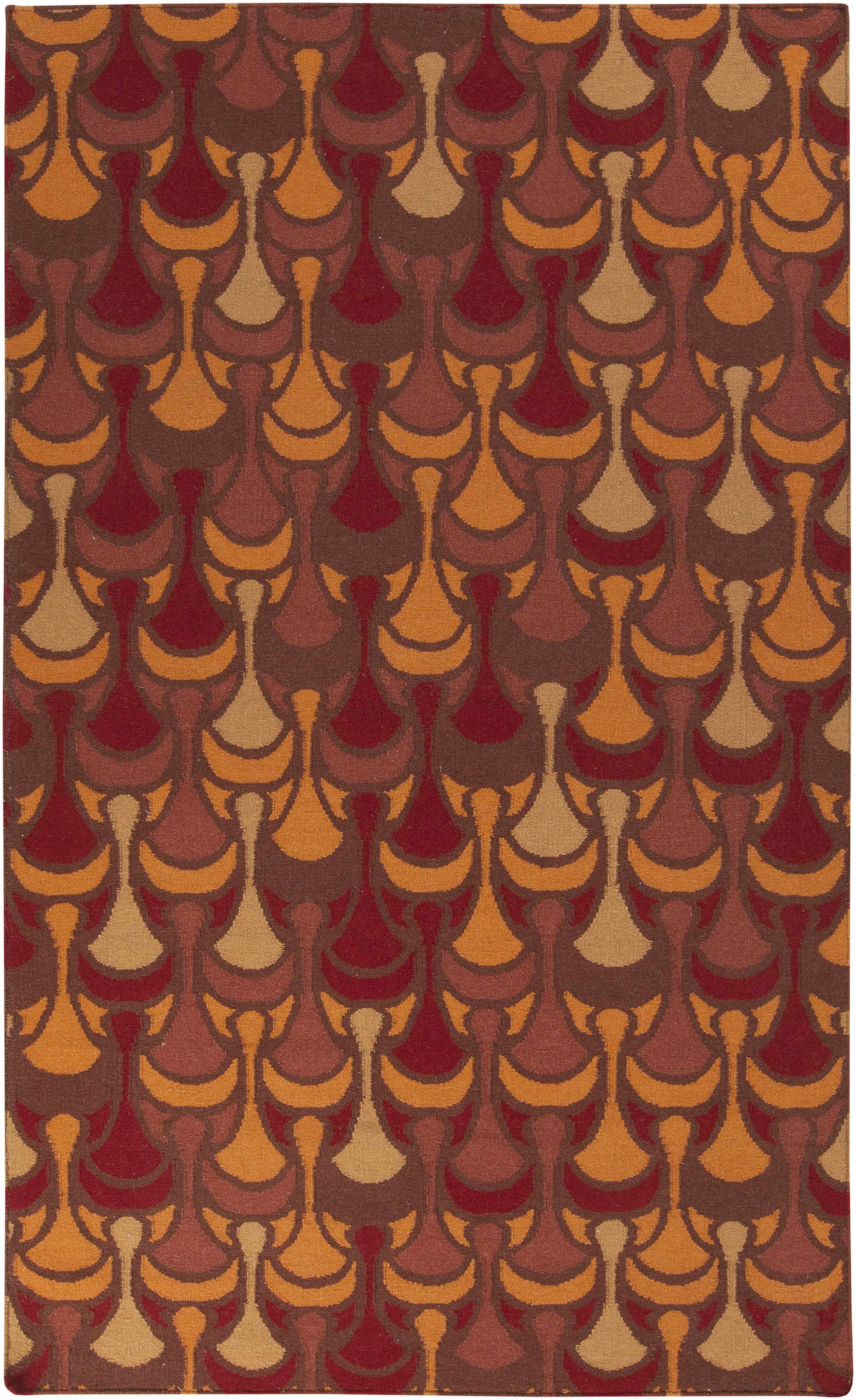 Red Hand Woven 100% Wool Modern Rectangle Handmade rug, Indoor use only, no fringe, non-washable.