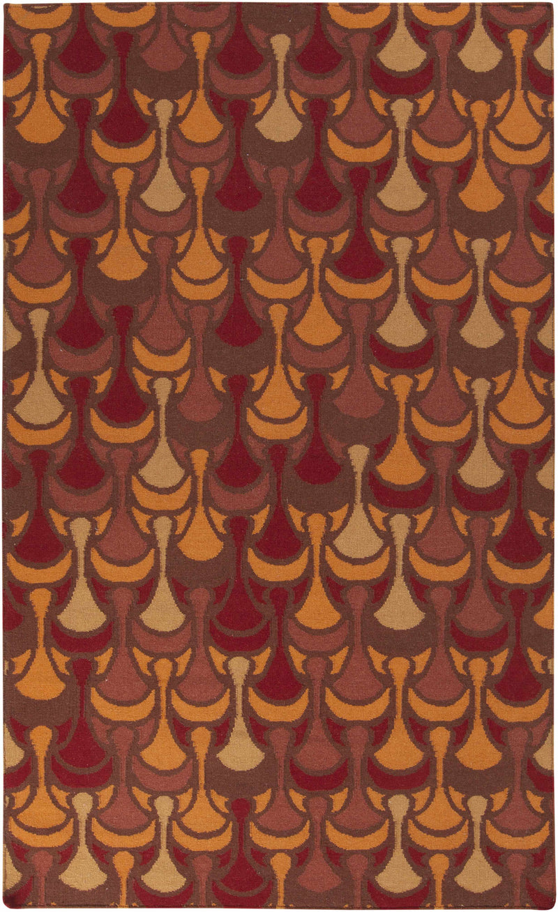 Red Hand Woven 100% Wool Modern Rectangle Handmade rug, Indoor use only, no fringe, non-washable.