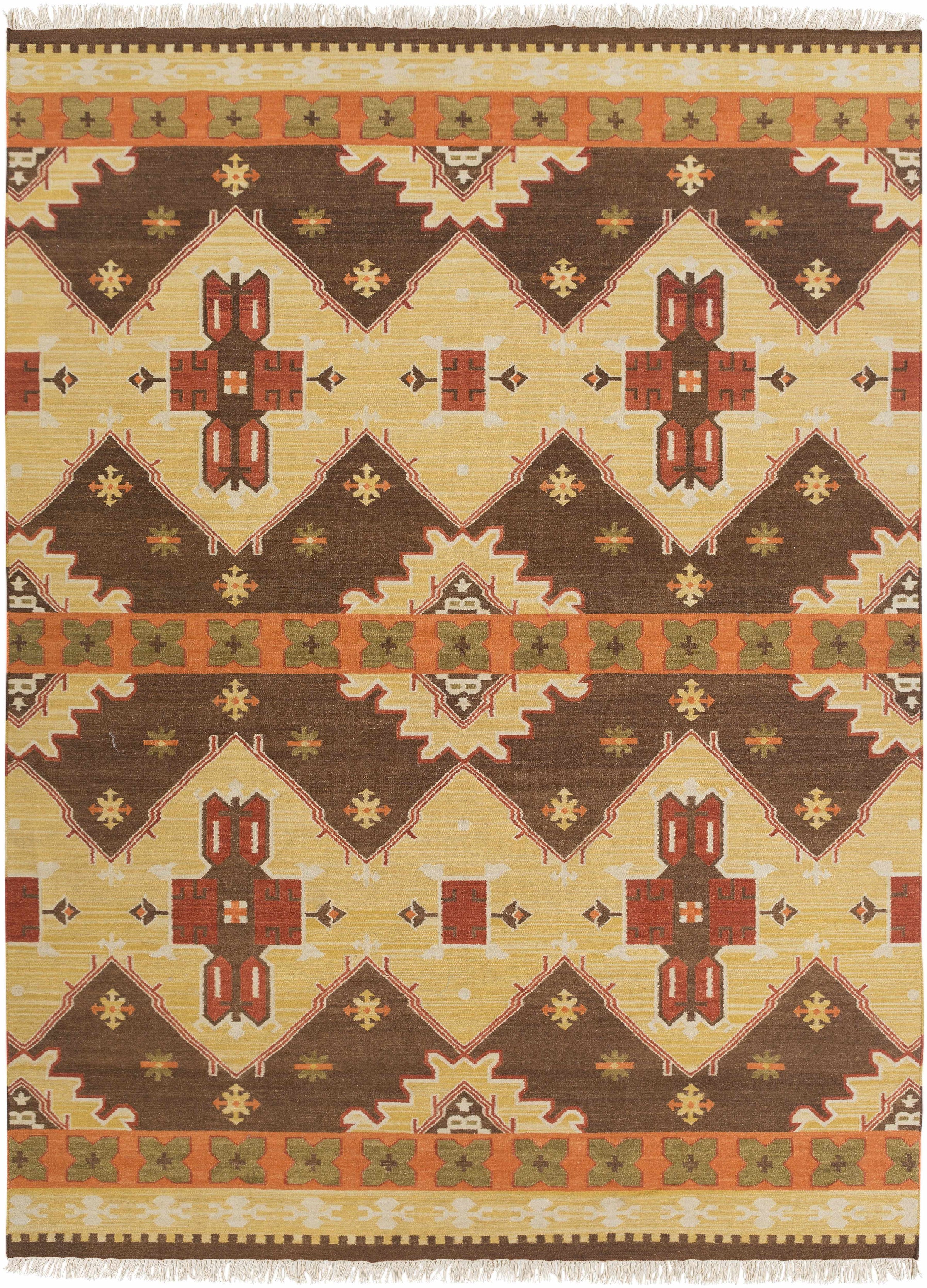 Medium Brown Hand Woven 100% Wool Modern Rectangle Handmade rug, Indoor use only, no fringe, non-washable.