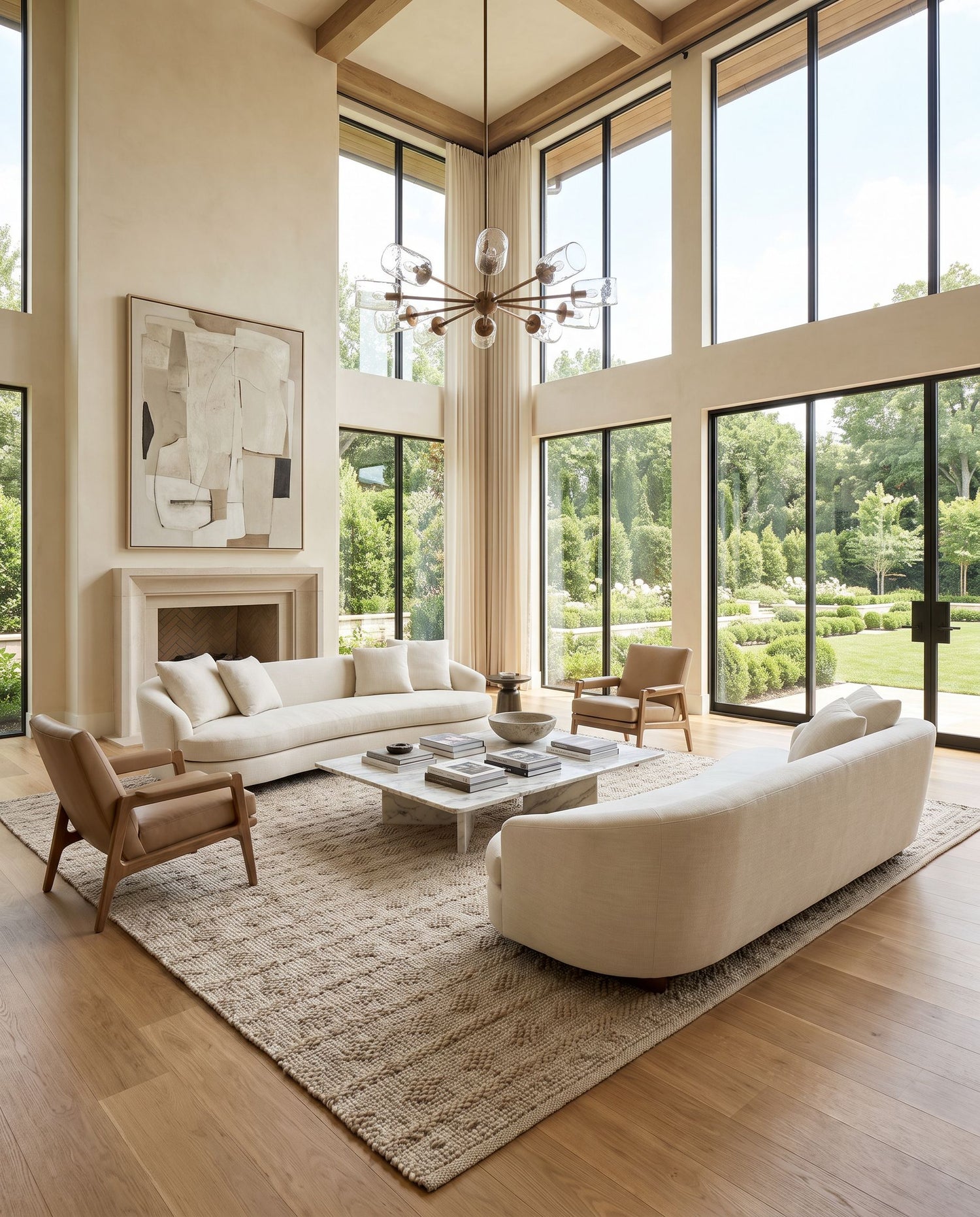 Ingrid ING-2006 Hand Woven Rug as the centerpiece of a bright luxury living room — a hand woven modern area rug in metallic silver and white tones
