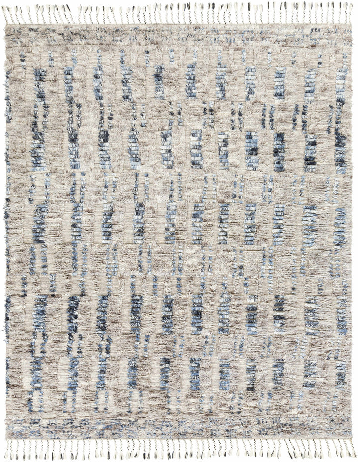 Gray Hand Knotted 100% Wool Global Rectangle Handmade rug, Indoor use only, has fringe, non-washable.