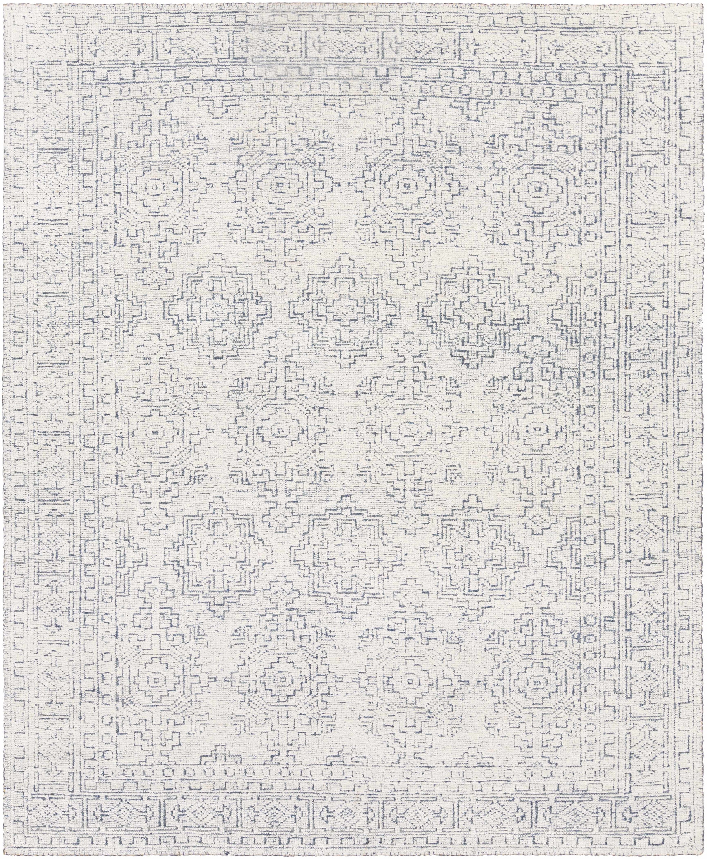 Blue Hand Knotted 100% Viscose Traditional Rectangle Handmade rug, Indoor use only, no fringe, non-washable.