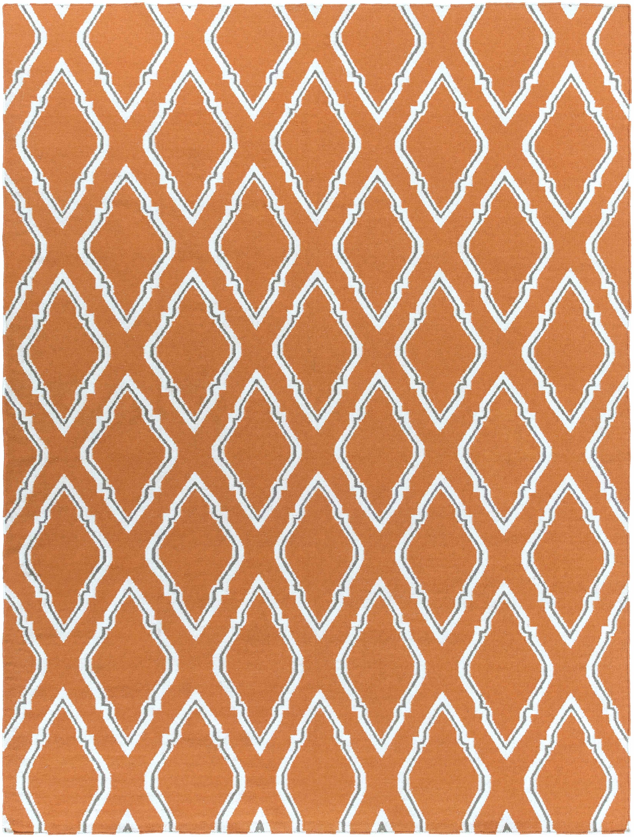 Burnt Orange Hand Woven 100% Wool Modern Rectangle Handmade rug, Indoor use only, no fringe, non-washable. runner also available