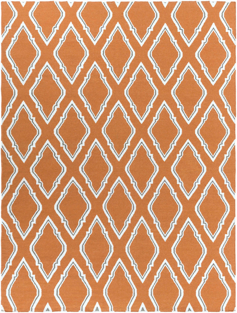 Burnt Orange Hand Woven 100% Wool Modern Rectangle Handmade rug, Indoor use only, no fringe, non-washable. runner also available