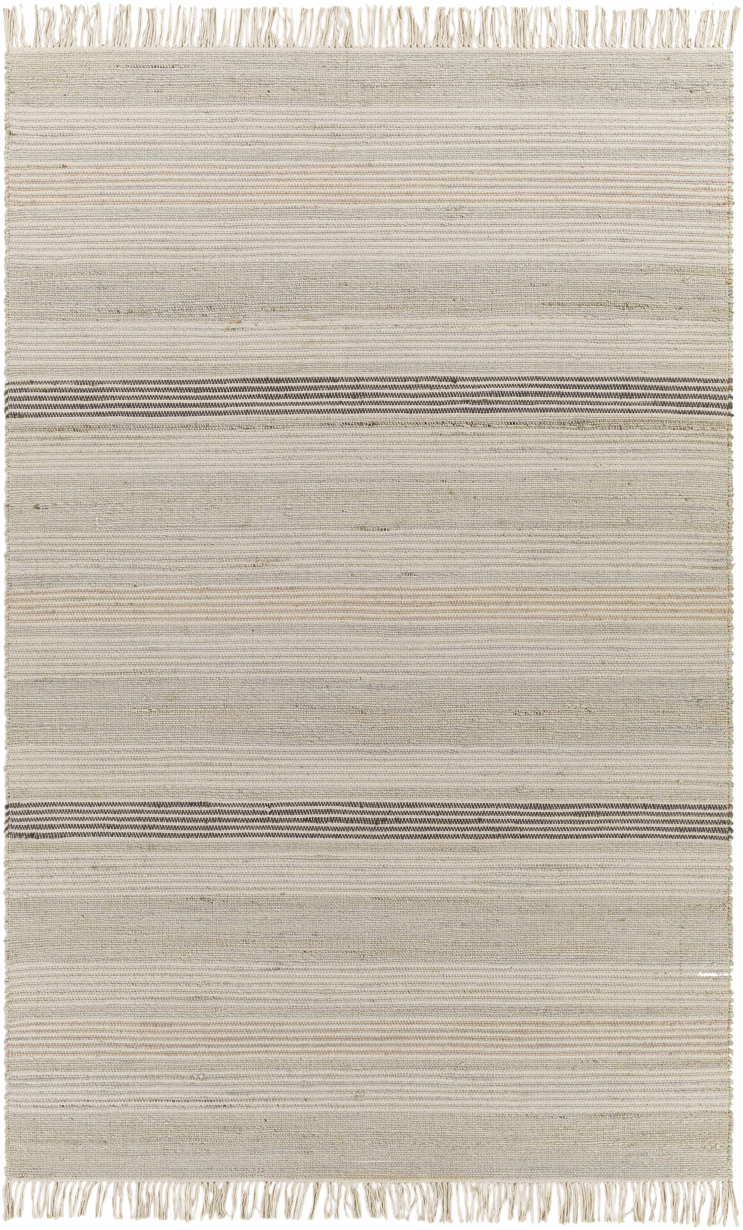 Light Beige Hand Woven 60% Jute, 40% Cotton Cottage Rectangle Handmade rug, Indoor use only, has fringe, non-washable. runner also available