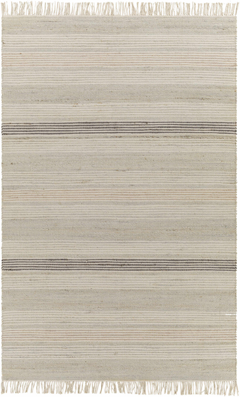 Light Beige Hand Woven 60% Jute, 40% Cotton Cottage Rectangle Handmade rug, Indoor use only, has fringe, non-washable. runner also available