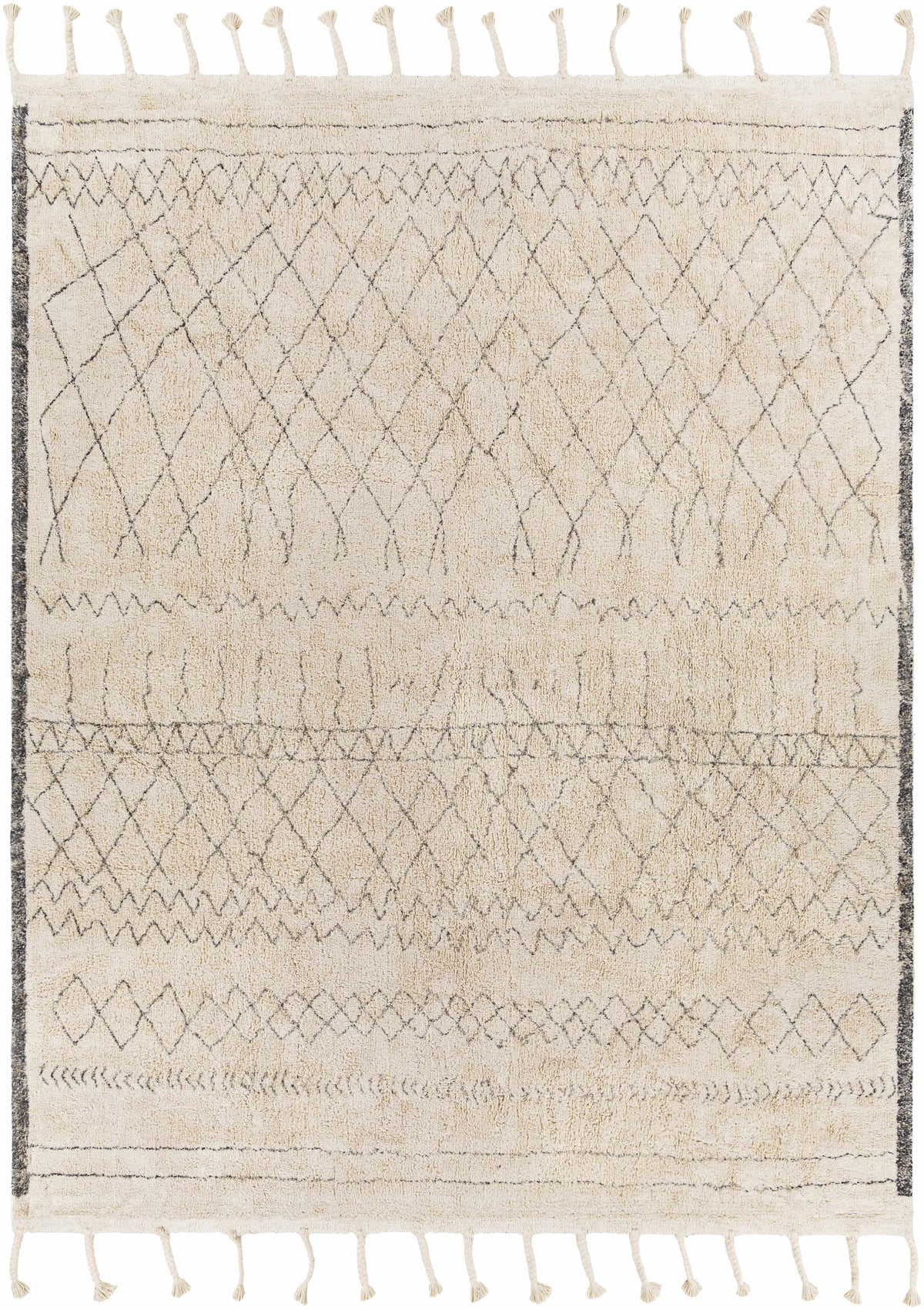 Gray Hand Woven 100% Cotton Global Rectangle Handmade rug, Indoor use only, has fringe, non-washable.