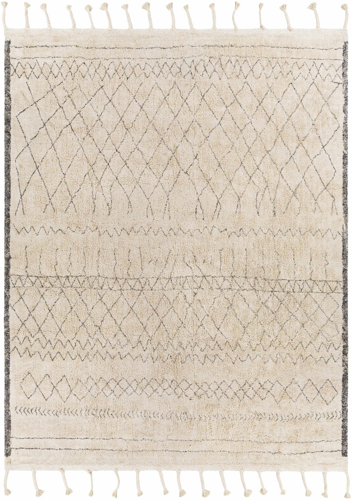 Gray Hand Woven 100% Cotton Global Rectangle Handmade rug, Indoor use only, has fringe, non-washable.