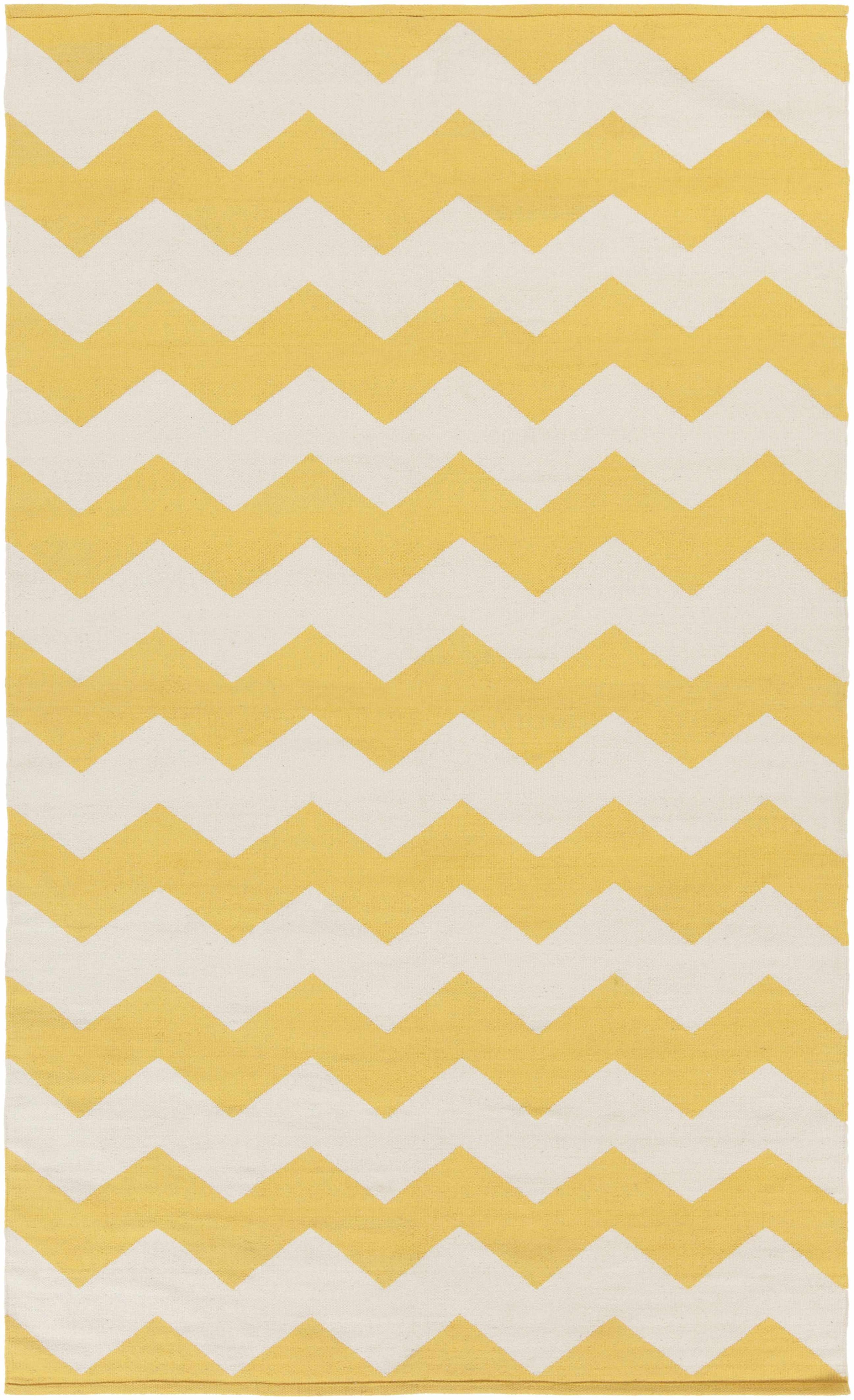 Yellow Hand Woven 100% Cotton Modern Rectangle Handmade rug, Indoor use only, no fringe, non-washable.