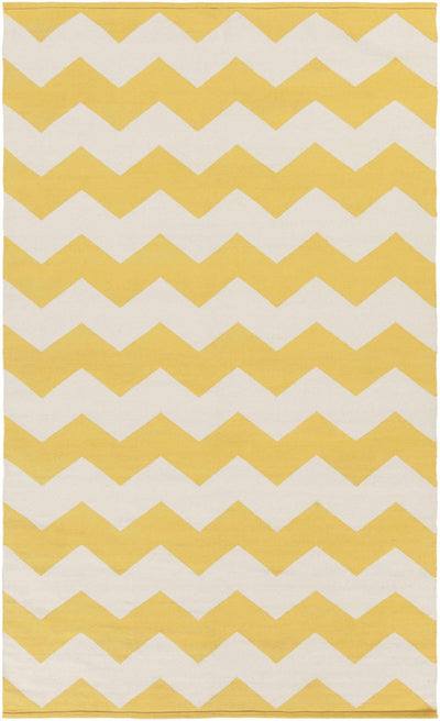 Yellow Hand Woven 100% Cotton Modern Rectangle Handmade rug, Indoor use only, no fringe, non-washable.