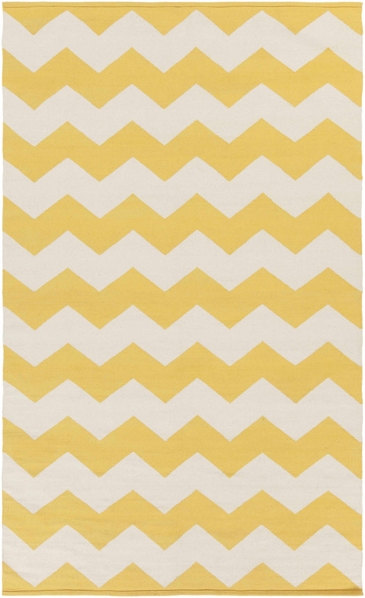 Yellow Hand Woven 100% Cotton Modern Rectangle Handmade rug, Indoor use only, no fringe, non-washable.