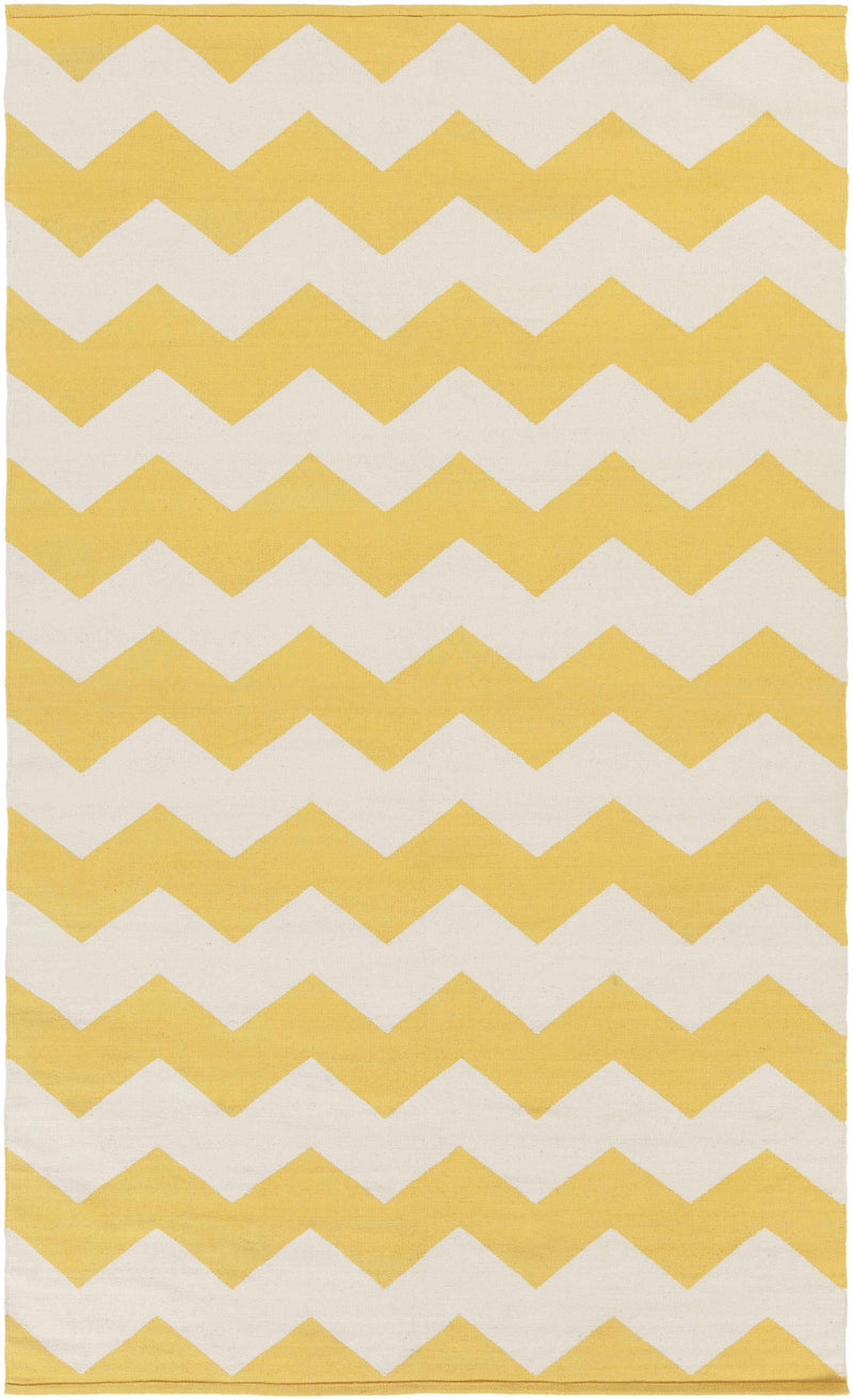 Yellow Hand Woven 100% Cotton Modern Rectangle Handmade rug, Indoor use only, no fringe, non-washable.
