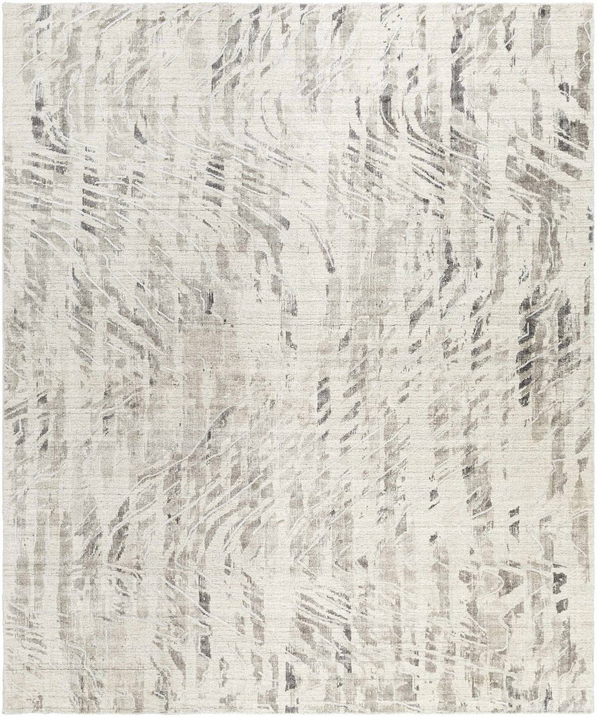 Ivory Hand Loomed 95% Viscose, 5% NZ Wool Modern Rectangle Handmade rug, Indoor use only, no fringe, non-washable.