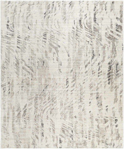 Ivory Hand Loomed 95% Viscose, 5% NZ Wool Modern Rectangle Handmade rug, Indoor use only, no fringe, non-washable.