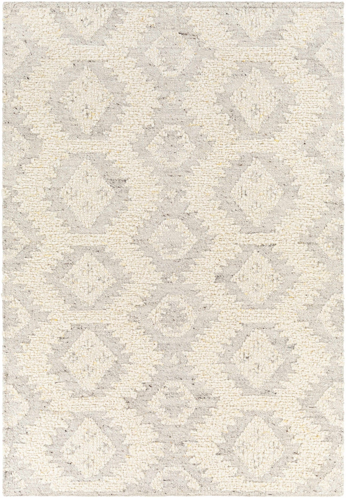 Cream Hand Woven 100% Wool Global Rectangle Handmade rug, Indoor use only, no fringe, non-washable.