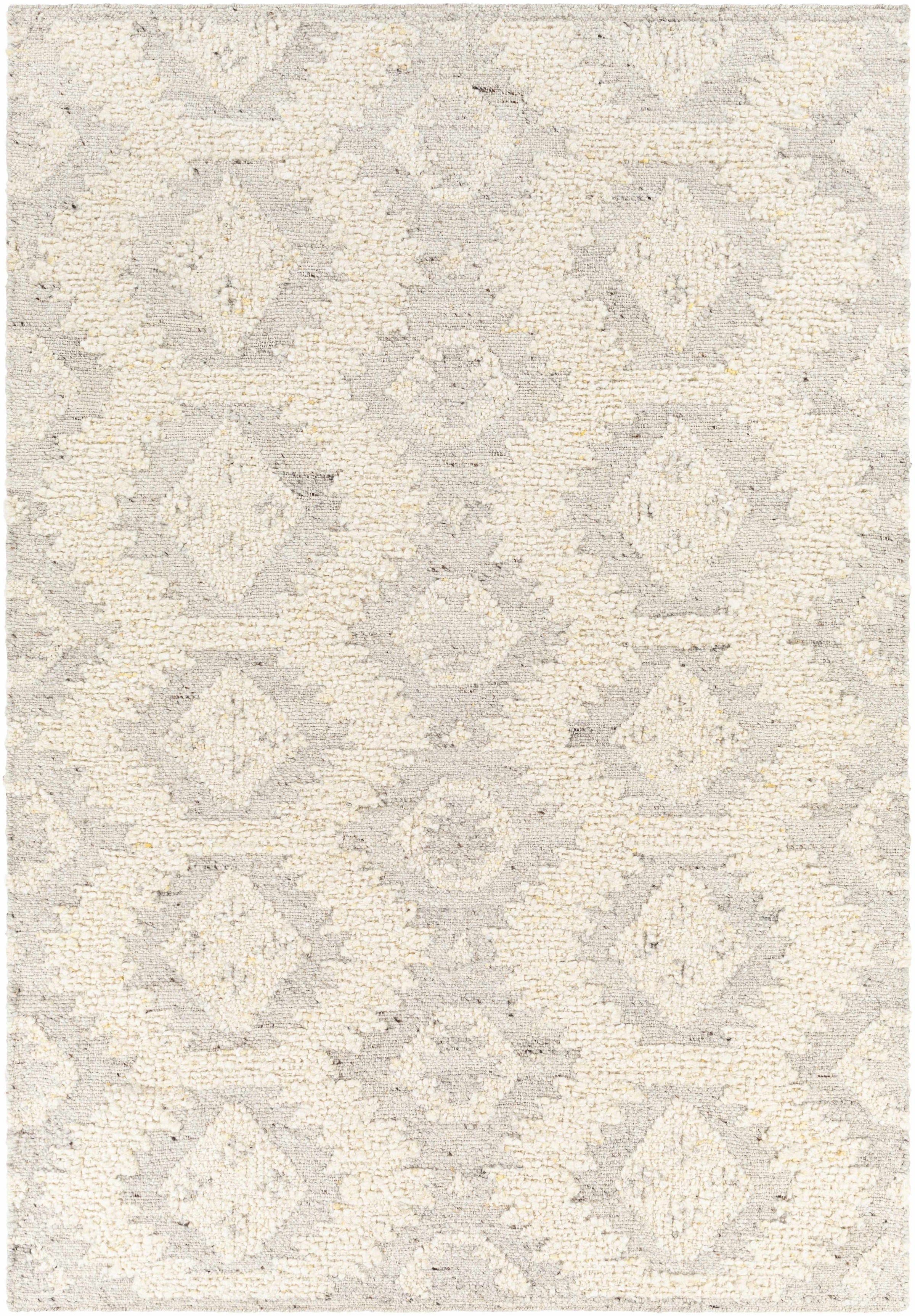 Cream Hand Woven 100% Wool Global Rectangle Handmade rug, Indoor use only, no fringe, non-washable.
