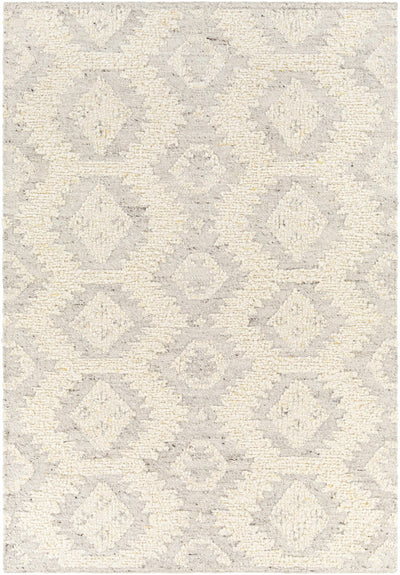 Cream Hand Woven 100% Wool Global Rectangle Handmade rug, Indoor use only, no fringe, non-washable.