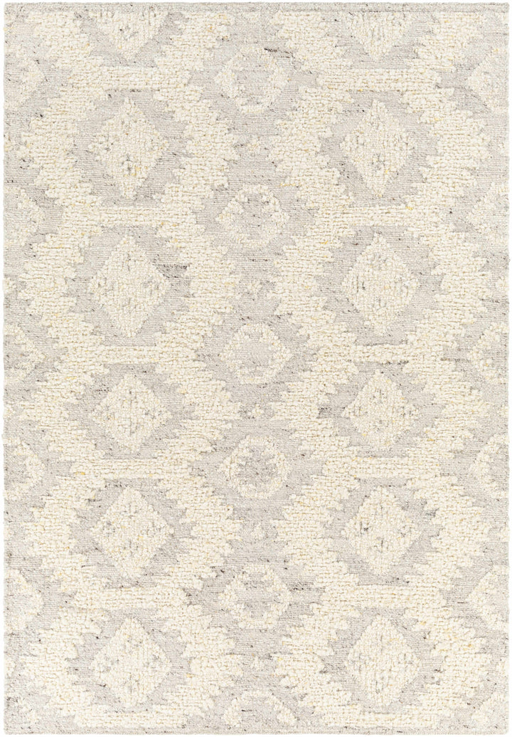 Cream Hand Woven 100% Wool Global Rectangle Handmade rug, Indoor use only, no fringe, non-washable.