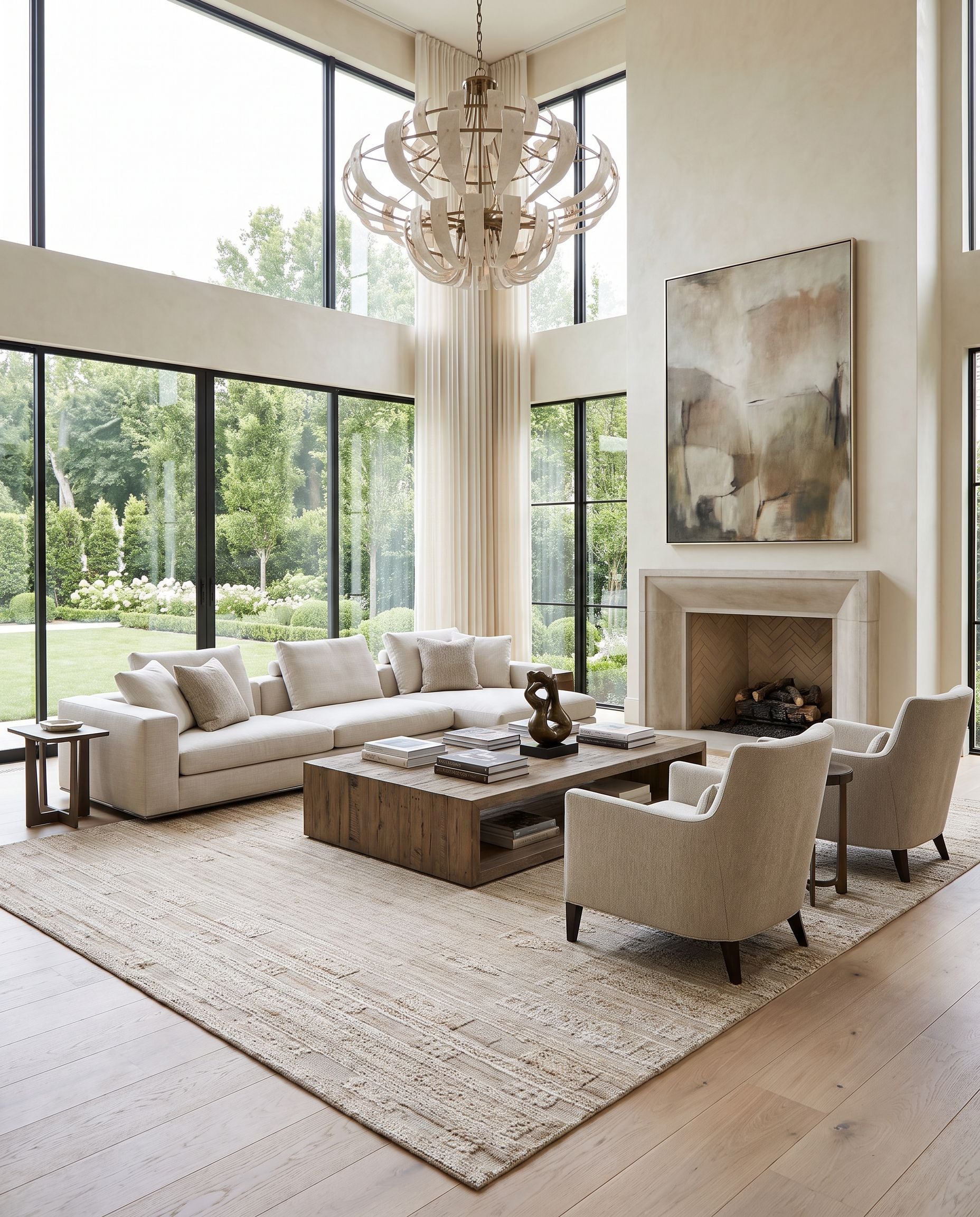 Jackie JAK-2300 Hand Loomed Rug styled in an elegant designer living room — hand loomed transitional, traditional area rug in light gray and slate gray taupe tones