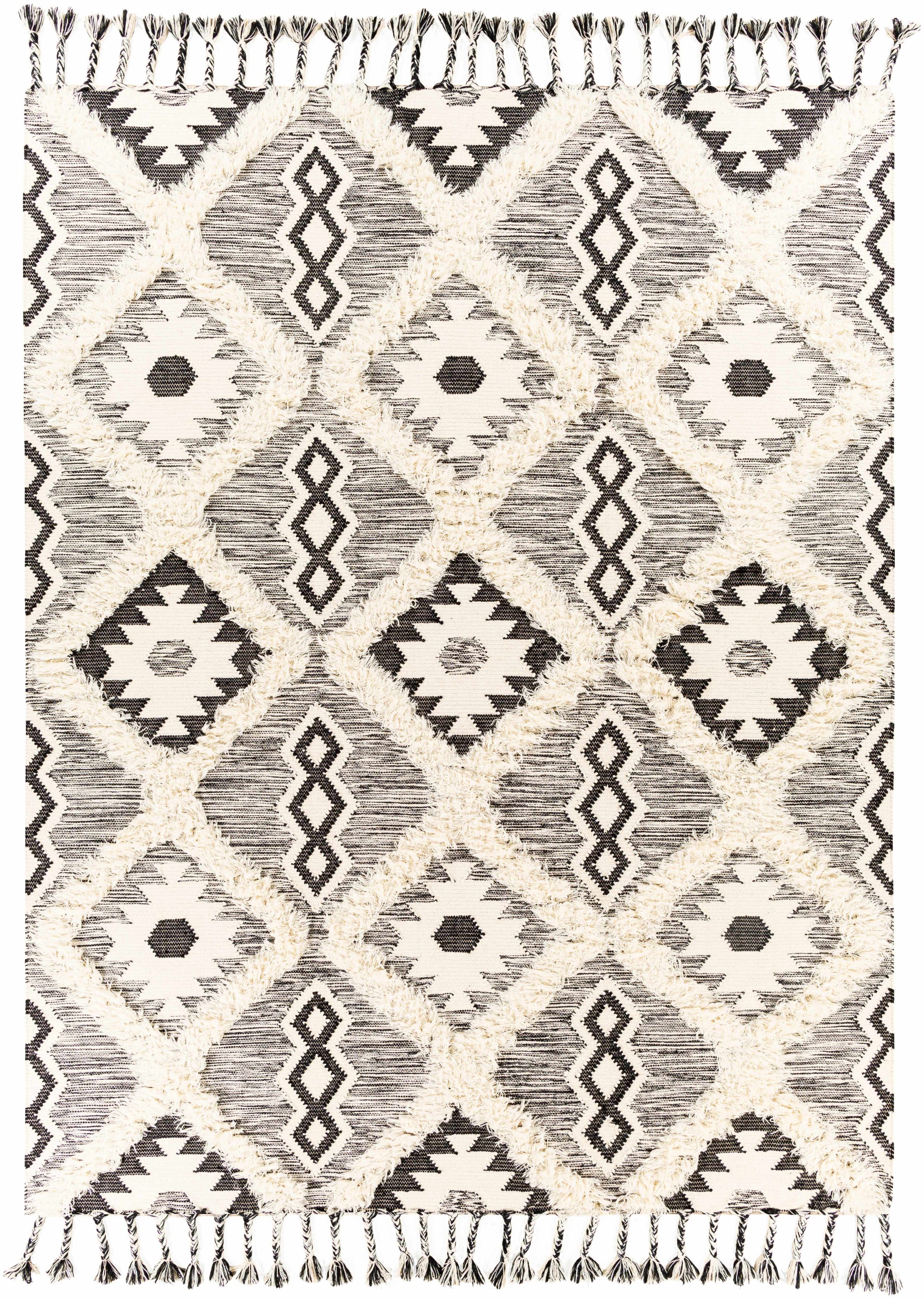 Black Hand Woven 100% Wool Global Rectangle Handmade rug, Indoor use only, has fringe, non-washable. runner also available