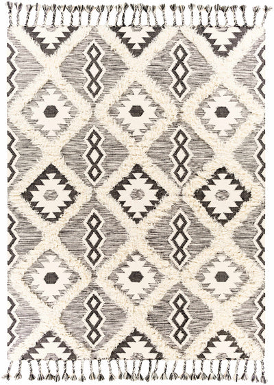 Black Hand Woven 100% Wool Global Rectangle Handmade rug, Indoor use only, has fringe, non-washable. runner also available