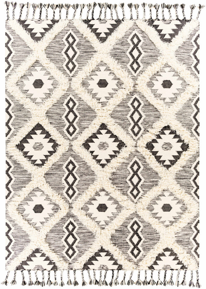 Black Hand Woven 100% Wool Global Rectangle Handmade rug, Indoor use only, has fringe, non-washable. runner also available