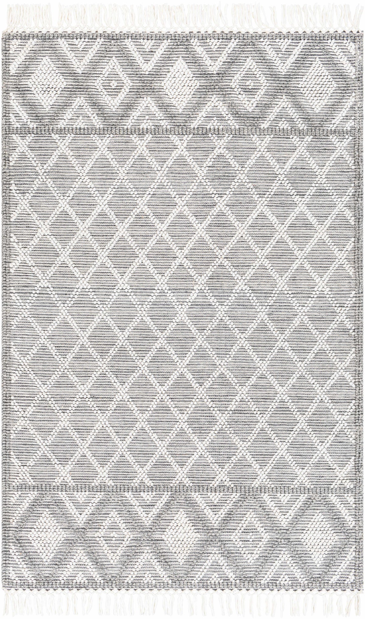 Slate Hand Woven 100% Recycled PET Yarn Global Rectangle Handmade rug, Indoor use only, has fringe, non-washable.