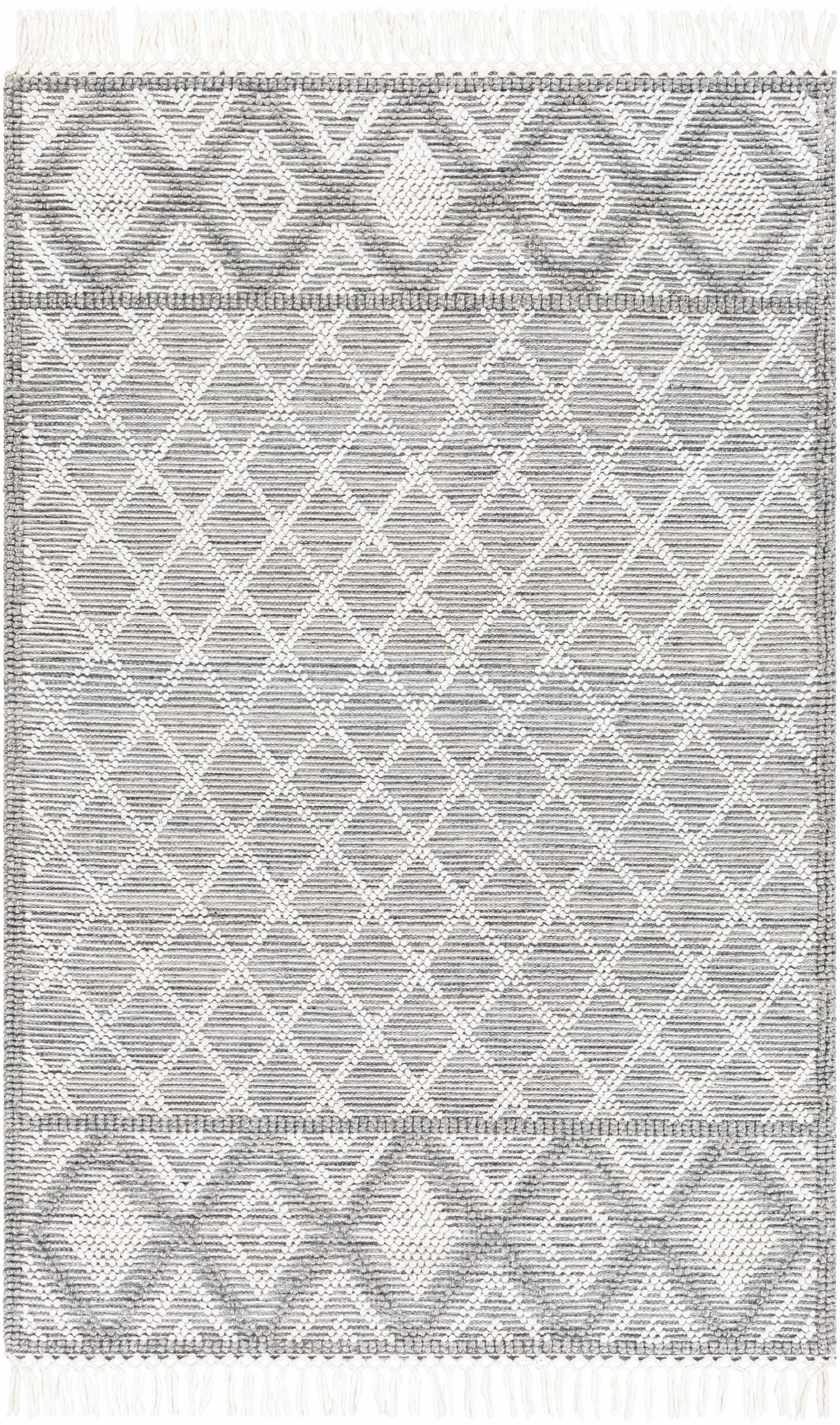 Slate Hand Woven 100% Recycled PET Yarn Global Rectangle Handmade rug, Indoor use only, has fringe, non-washable.