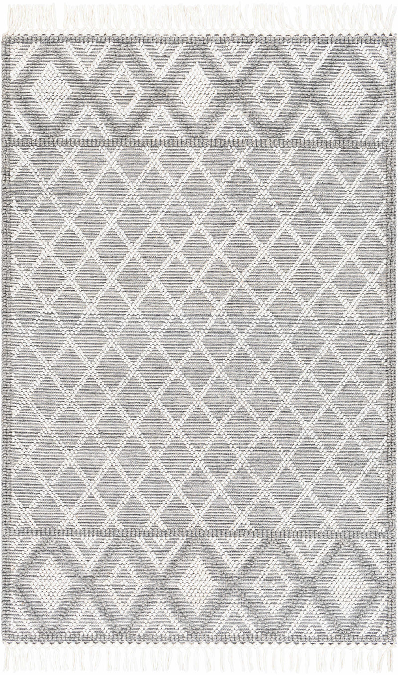Slate Hand Woven 100% Recycled PET Yarn Global Rectangle Handmade rug, Indoor use only, has fringe, non-washable.