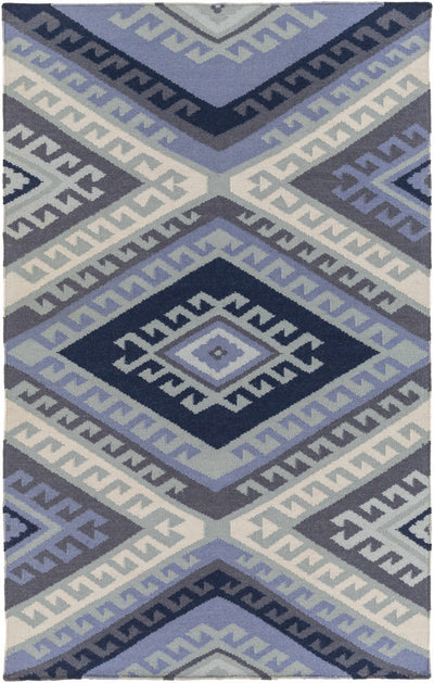 Denim Hand Woven 100% Wool Global Rectangle Handmade rug, Indoor use only, no fringe, non-washable. runner also available