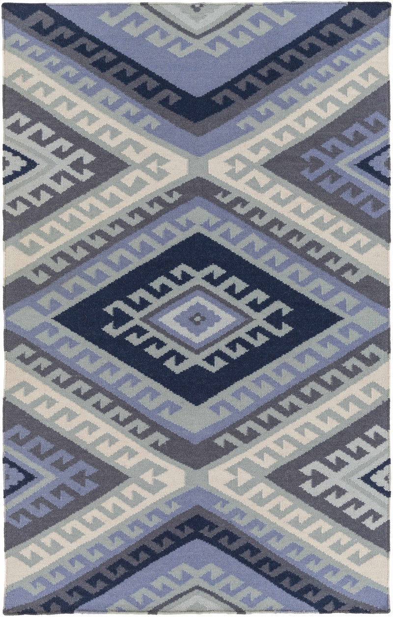 Denim Hand Woven 100% Wool Global Rectangle Handmade rug, Indoor use only, no fringe, non-washable. runner also available