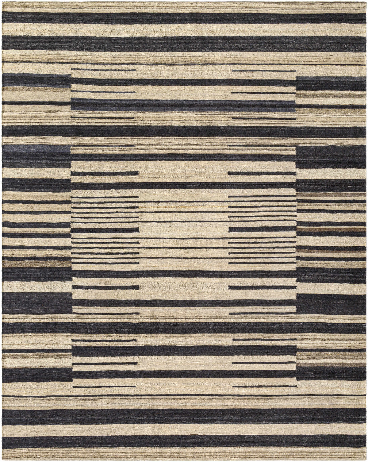 Charcoal Hand Woven 100% Wool Rustic Rectangle Handmade rug, Indoor use only, no fringe, non-washable.