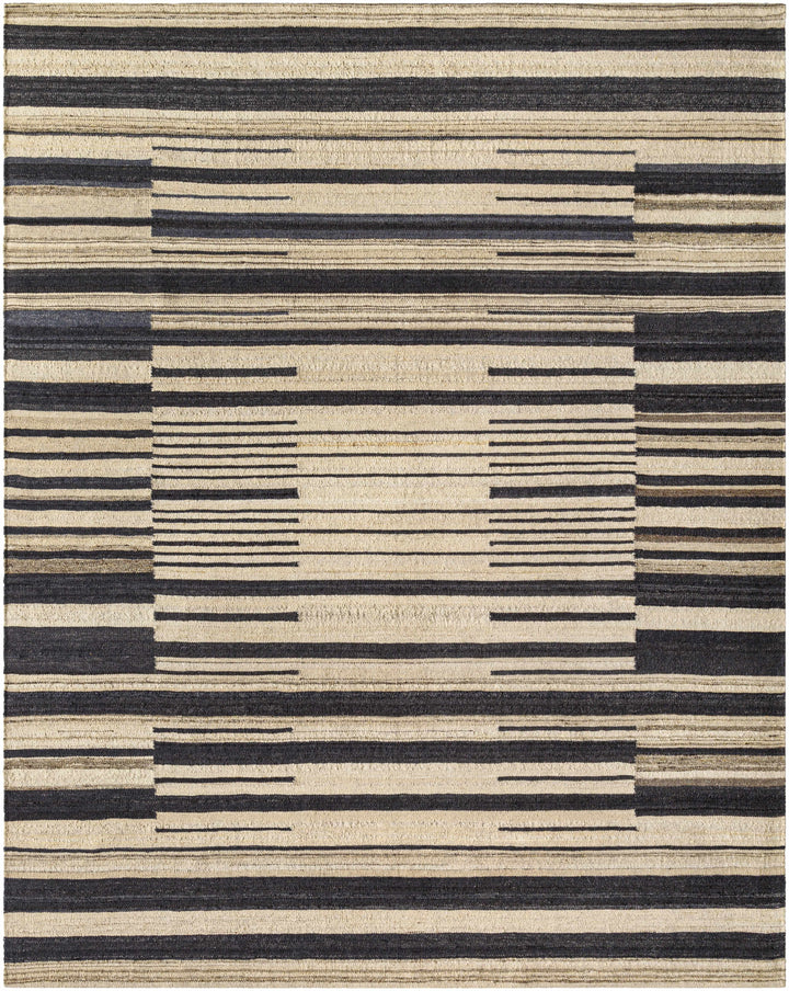 Charcoal Hand Woven 100% Wool Rustic Rectangle Handmade rug, Indoor use only, no fringe, non-washable.