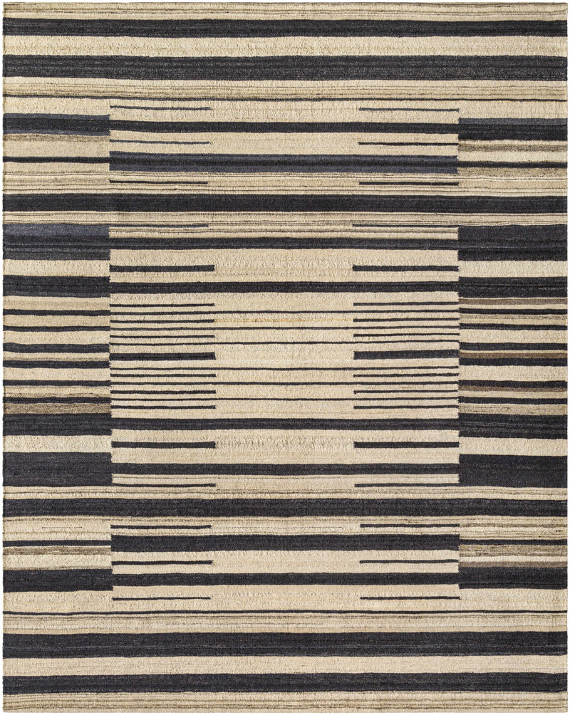 Charcoal Hand Woven 100% Wool Rustic Rectangle Handmade rug, Indoor use only, no fringe, non-washable.