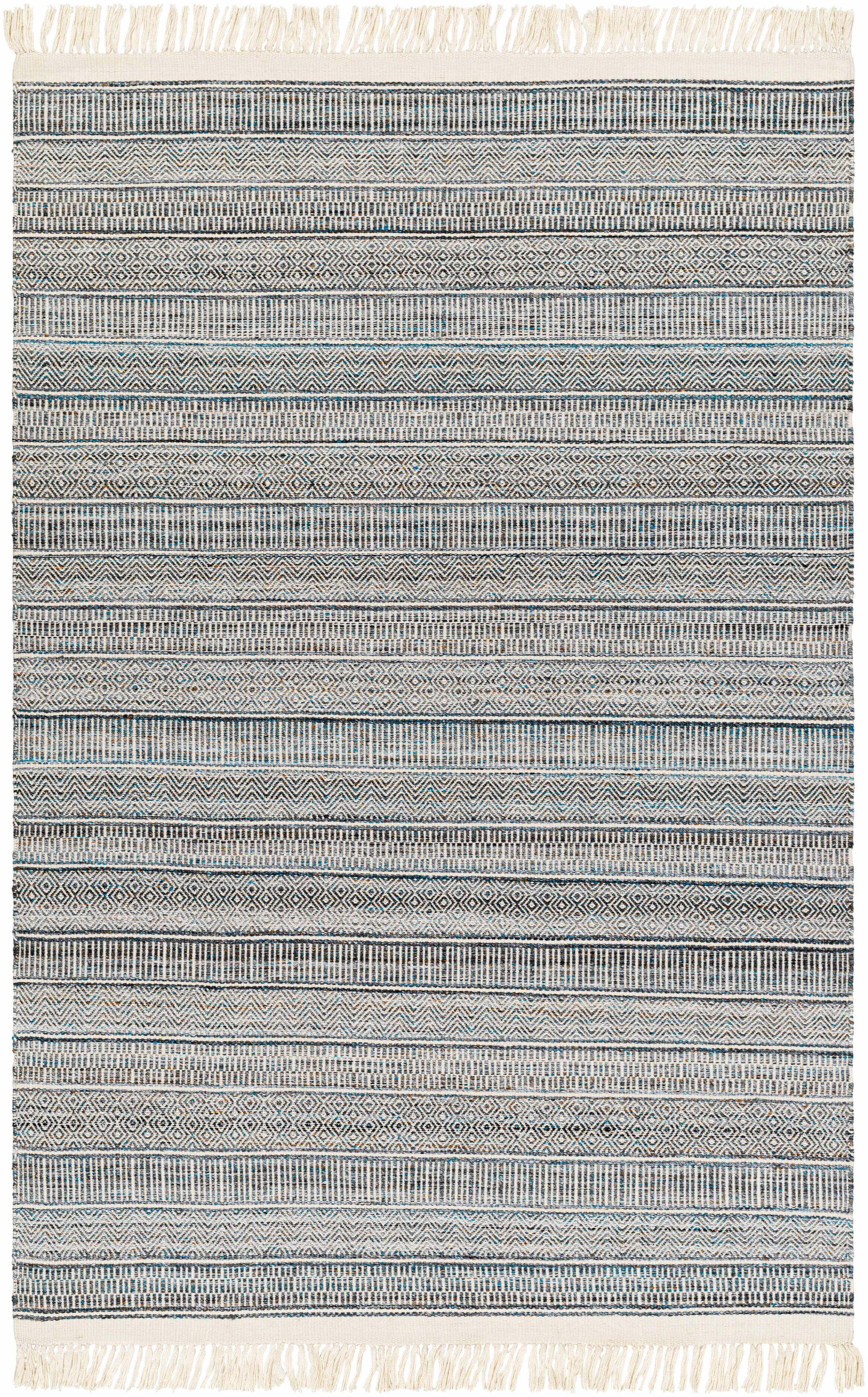 Beige Hand Woven 100% Recycled PET Yarn Modern Rectangle Handmade rug, Indoor use only, no fringe, non-washable.