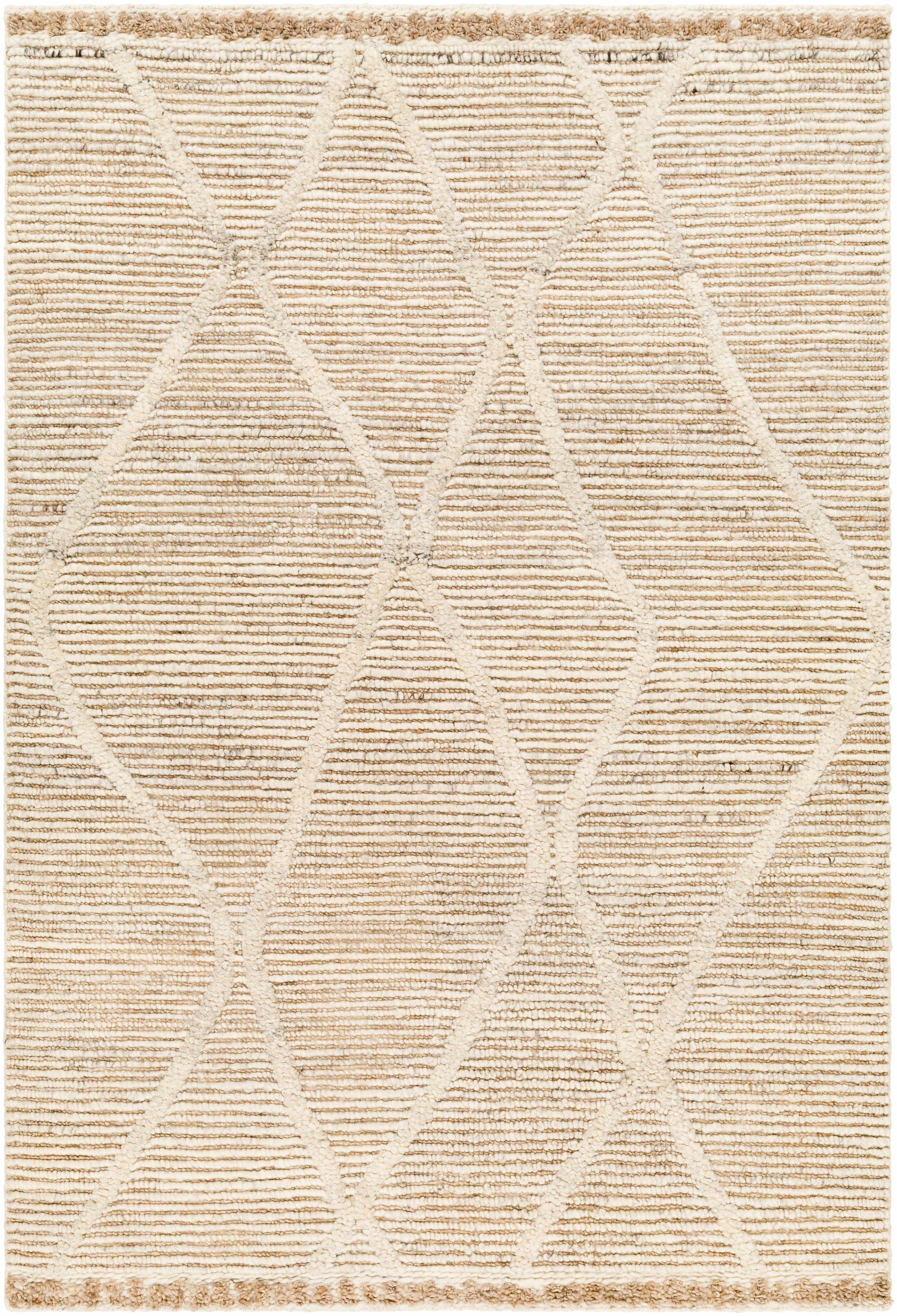 Tan Hand Woven 100% NZ Wool Global Rectangle Handmade rug, Indoor use only, no fringe, non-washable. runner also available