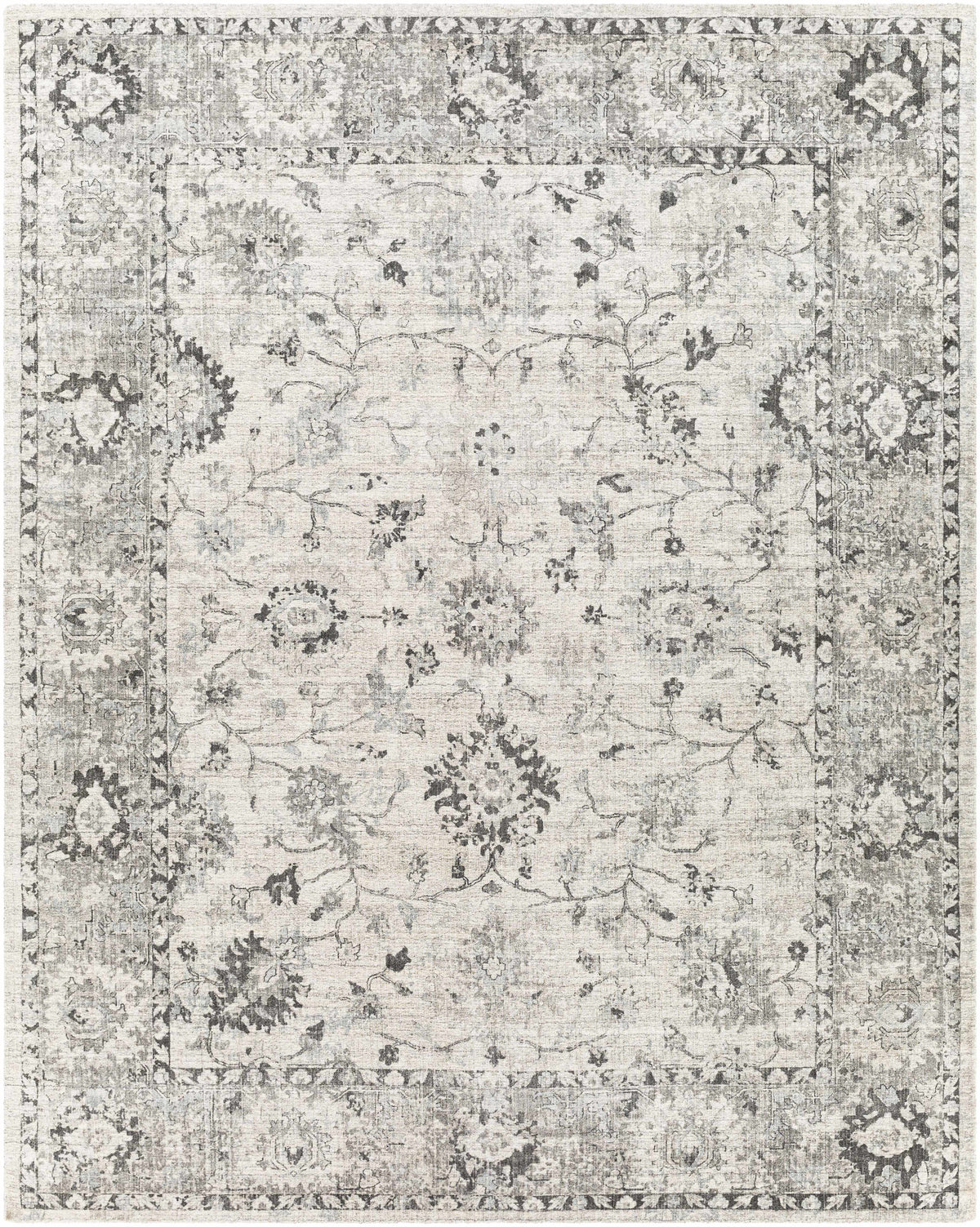 Charcoal Hand Loomed 90% Viscose, 10% Wool Traditional Rectangle Handmade rug, Indoor use only, no fringe, non-washable.