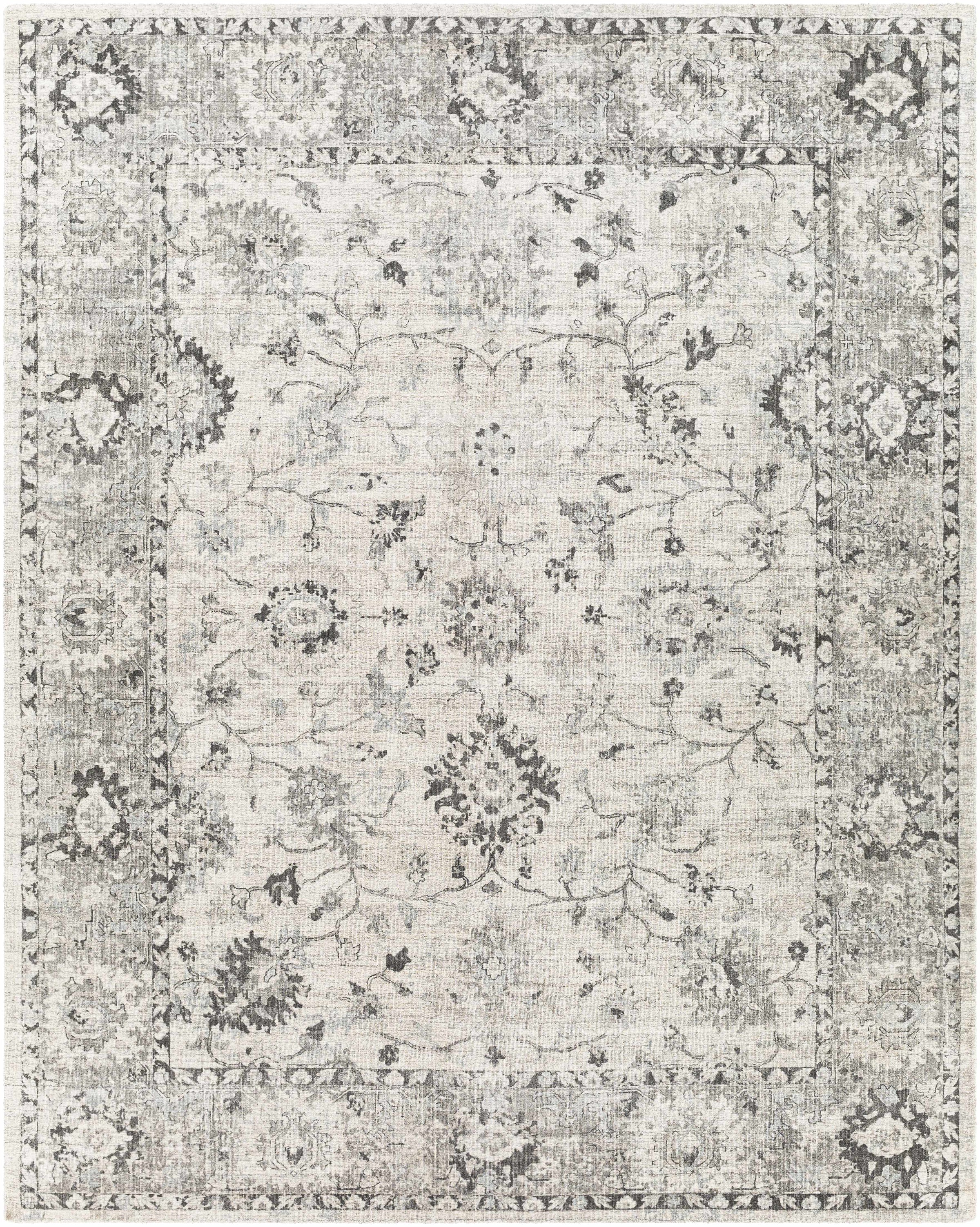 Charcoal Hand Loomed 90% Viscose, 10% Wool Traditional Rectangle Handmade rug, Indoor use only, no fringe, non-washable.